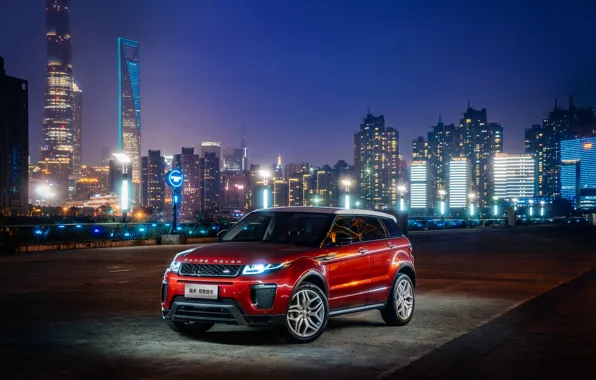 Picture car, machine, city, the city, lights, lights, Land Rover, Range Rover, Evoque, HSE Dynamic
