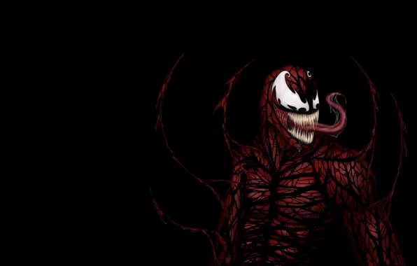 Picture spider-man, black background, Comics, Spider-Man, Carnage, the red creature