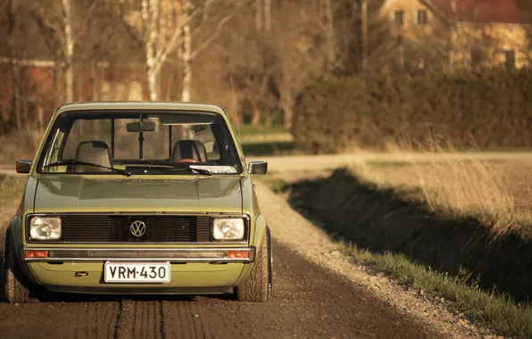 Picture road, field, house, lights, shadow, Volkswagen, front, the countryside, Caddy