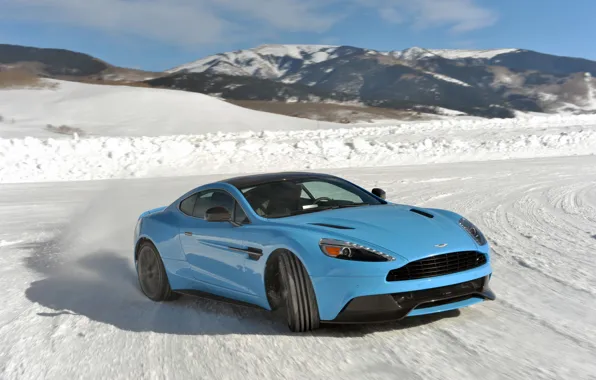 Picture ice, Aston Martin, drift, V12, Vanquish