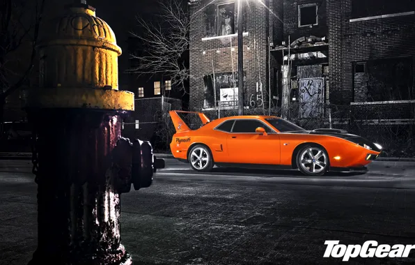 Picture night, orange, street, tuning, lantern, Top Gear, Dodge, Challenger, muscle car, side view, tuning, the …