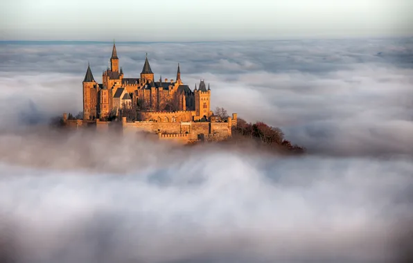 Picture photo, Fog, Germany, Castle, City, Hohenzollern