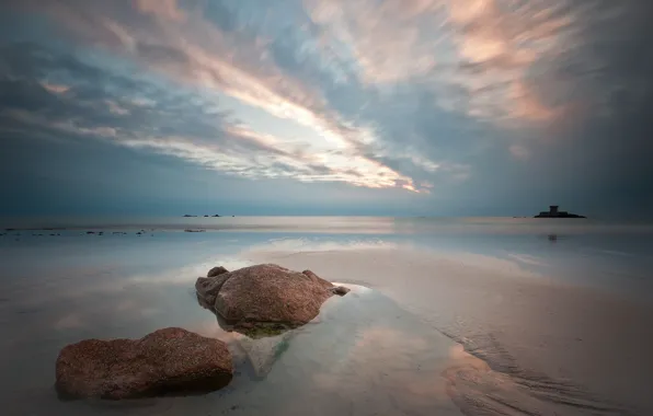 Picture sand, sea, beach, sunset, stones