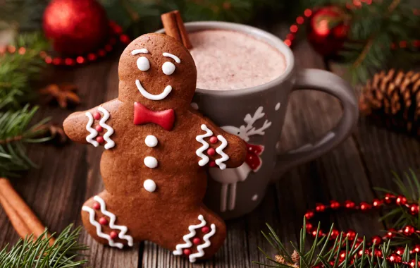 Picture New Year, cookies, Christmas, Christmas, cakes, Xmas, glaze, cocoa, cookies, decoration, gingerbread, Merry