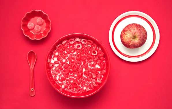Picture Apple, Cup, cereal, red breakfast