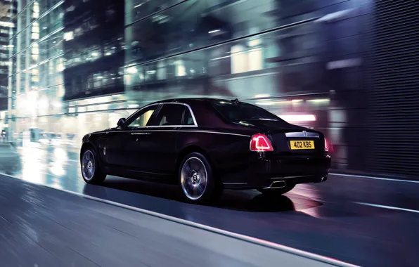 Picture Auto, Lights, Night, The city, Machine, Car, In Motion, Class, Rolls Royce Ghost V-Specification
