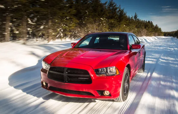 Picture road, snow, Dodge, car, Charger, Sport, AWD