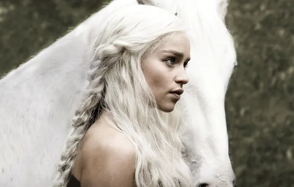 Picture girl, hair, horse, actress, Game of Thrones, Khaleesi, Game of thrones, Emilia Clarke, Daenerys Targaryen