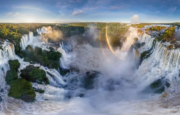 Picture waterfalls, Brazil, rainbow, Argentina, South America, Iguazu
