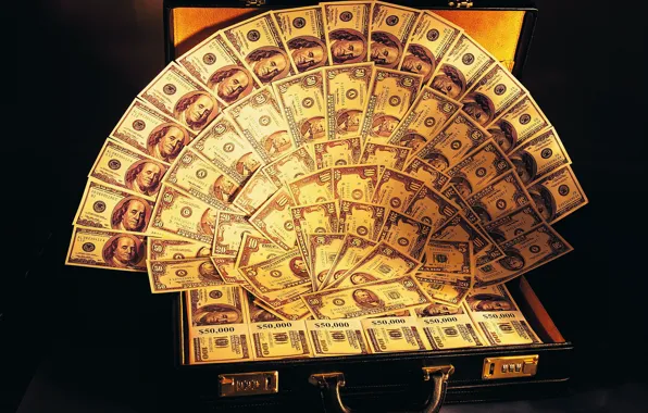 Picture money, fan, suitcase, dollars