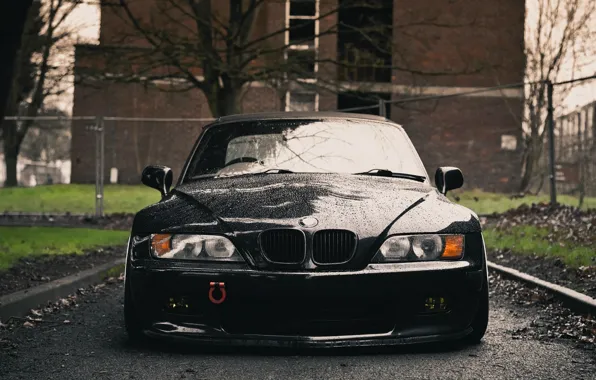 Picture wet, black, BMW, front, the front