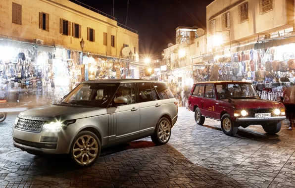 Picture night, background, Land Rover, Range Rover, market, the front, old and new, Land Rover, Range …