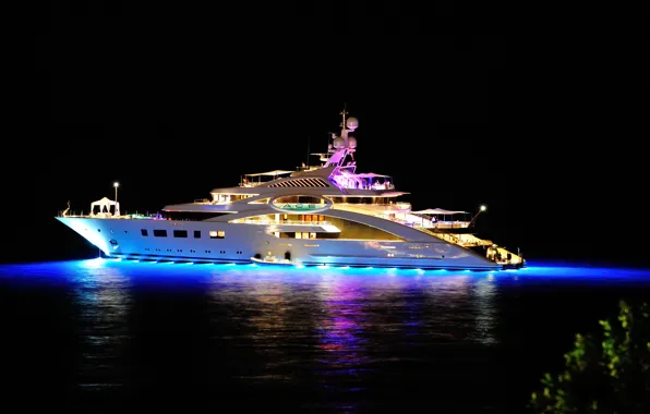 Picture sea, night, lights, the evening, yacht, night, yacht, yachts, mega, super yacht, superyacht, mega yacht, …
