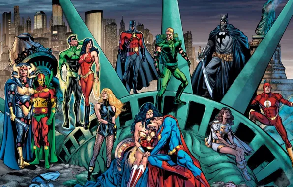 Picture batman, comics, Superman, green lantern, wonder woman, dc universe, flash