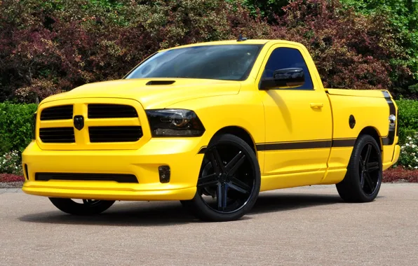 Picture Dodge, yellow, front, 1500, track, ram, rumble bee concept