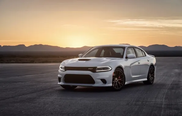 Picture mountains, background, Dodge, Dodge, Charger, the front, Hellcat, SRT, The charger