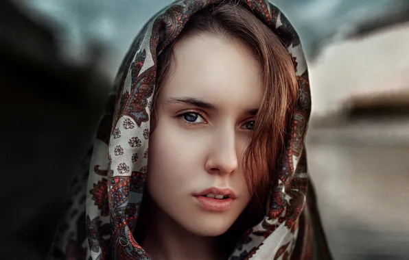 Picture portrait, Russia, shawl, Lisa, Elizabeth, George Chernyadev, Russian style