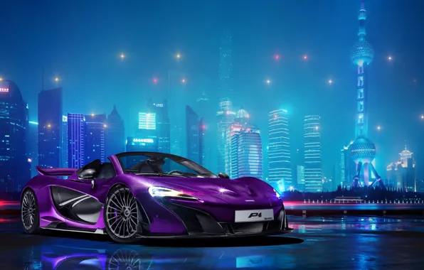 Picture photoshop, McLaren, night city, hypercar, McLaren P1