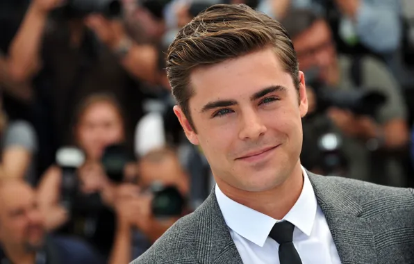 Picture look, face, smile, hair, costume, tie, actor, male, shirt, guy, actor, Zac Efron, Zac Efron