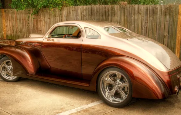 Picture color, ford, drives, chrome, body, coupe, custom, bronze
