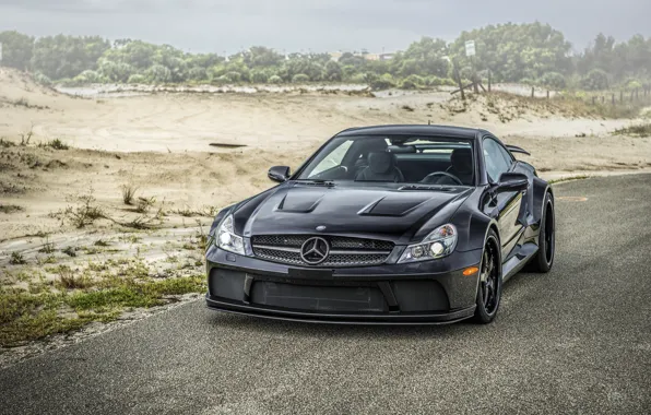 Picture road, black, tuning, car, body, Mercedes-Benz SL, sports, easy, classic Roadster, Mercedes-Benz SL, a two-door …