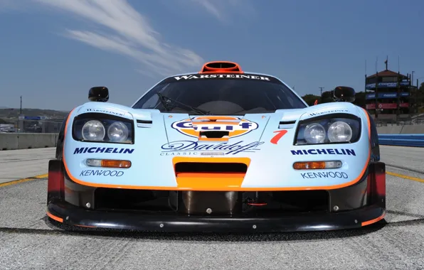 Picture the sky, background, McLaren, GTR, supercar, the car, the front, racing, McLaren, Longtail, 1997