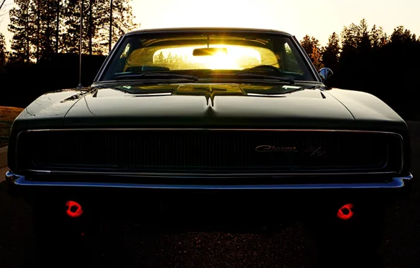 Picture the sky, the sun, Dodge, Dodge, twilight, Charger, the front, 1968, Muscle car, Muscle car, …