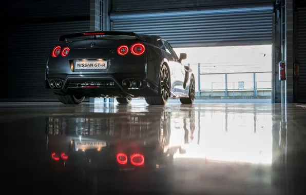 Picture machine, light, red, reflection, Nissan, GT-R, back, exhausts, brake lights