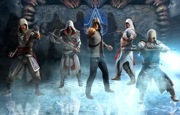 Picture Ezio, Brotherhood, Assassin's Creed, altair, Desmond Miles, Ezio Auditore da Firenze, Connor Kenway, Black Flag, …