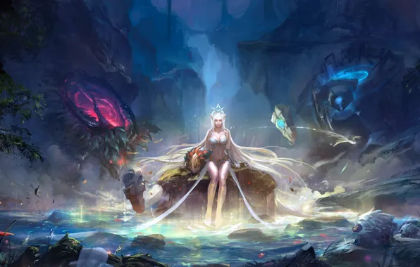 Picture girl, nature, magic, the wizard, League of legends, Janna, Storm's Fury
