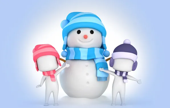 Picture rendering, snowman, christmas, new year, winter, snow, cute, snowman, kids