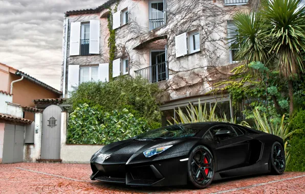 Picture Black, Lamborghini, House, LP700-4, Aventador, Aventador, Sports car