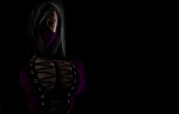 Picture look, background, black, the game, mask, art, Mortal Kombat, character, Mileena
