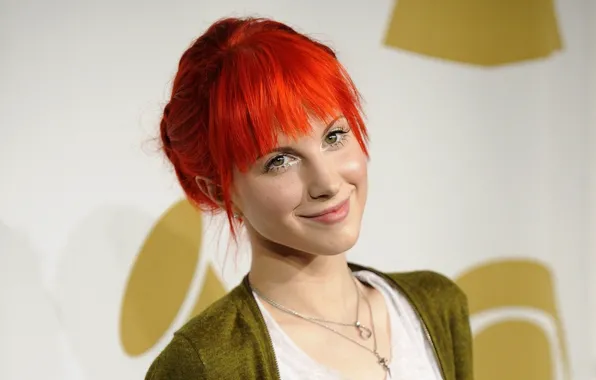 Picture smile, singer, red, Hayley Williams, bangs