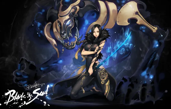 Picture girl, sword, the demon, Blade&amp;Soul