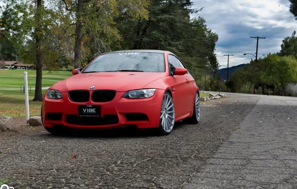 Picture BMW, Red, Matte, Stance, Wheels