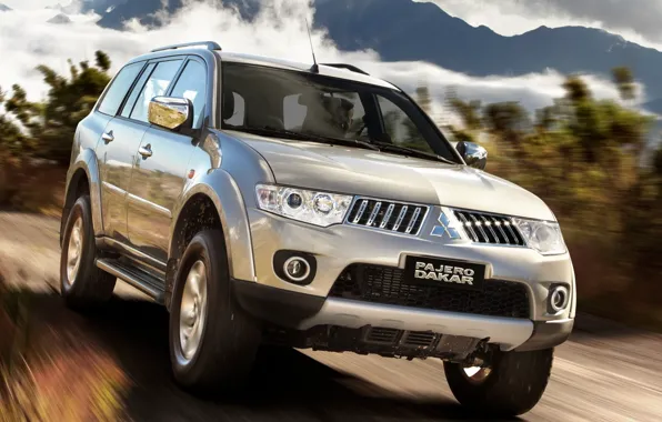 Picture mountains, speed, jeep, SUV, mitsubishi, pajero, Dakar, dakar, Mitsubishi, Pajero