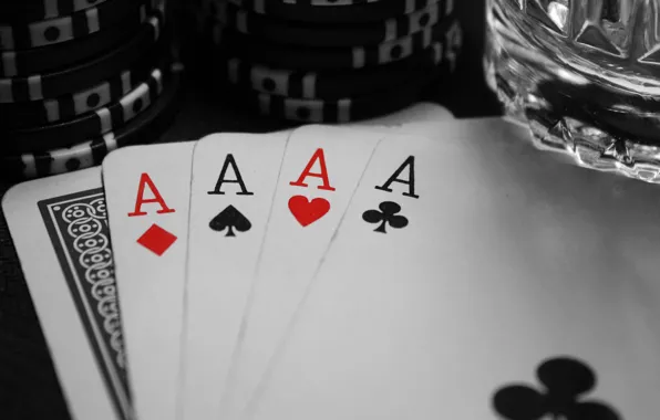 Picture Black, The game, White, Glass, Card, Poker, Peaks, Worms, Chips, ACE, Diamonds, Clubs