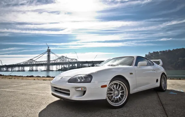 Picture white, background, tuning, Toyota, car, drives, two-door sports car