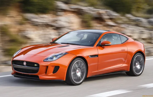 Picture road, orange, Jaguar