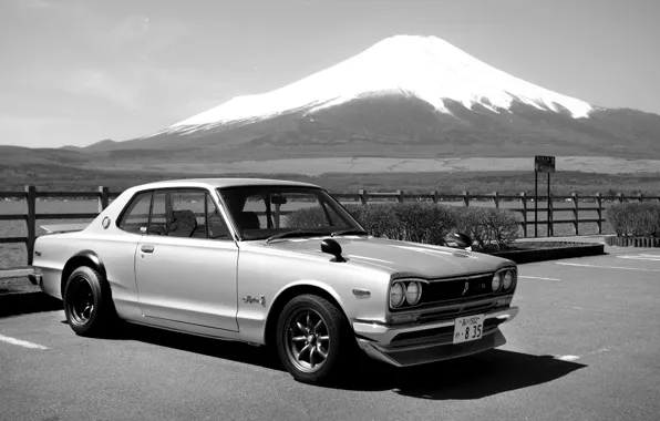 Picture Japan, Mountain, Machine, b/W, Nissan, Japan, Nissan, 2000, Skyline