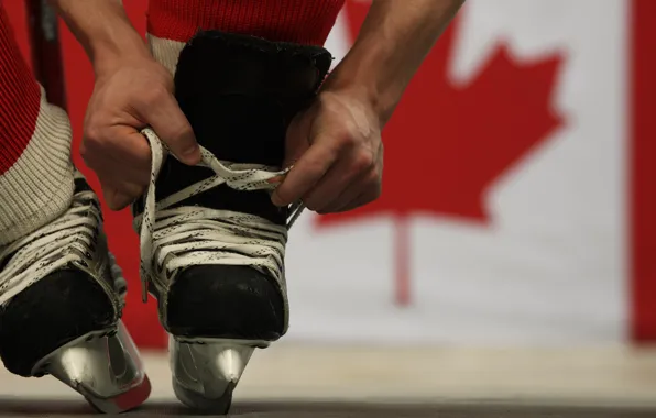 Picture the game, Canada, hockey, laces, skates