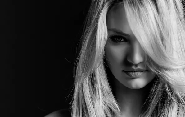 Picture model, blonde, black and white, Candice Swanepoel, Candice Swanepoel