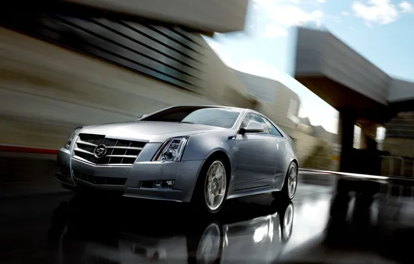 Picture road, auto, the city, Cadillac, speed, CTS, Sport Sedan