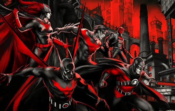 Picture red, red, comics, Batwoman, Gotham, Nightwing, Red Hood, Red hood, Gotham, Red Robin, Nightwing, Batman …