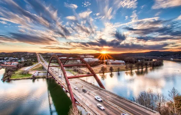 Picture city, the city, USA, Austin, Texas, Pennybacker_bridge, Loop360_bridge
