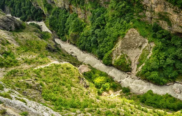 Picture mountains, river, the Caucasus