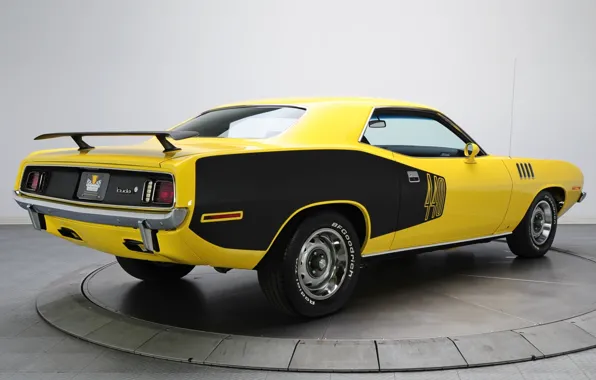 Picture yellow, background, 1971, rear view, Plymouth, Muscle car, Cuda, Muscle car, Plymouth, Where, Barracuda, 440
