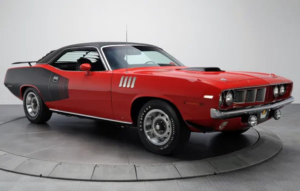 Picture red, background, coupe, 1971, Plymouth, the front, Muscle car, Cuda, Muscle car, Hemi, Plymouth, Where, …