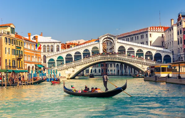 Picture bridge, building, Italy, Venice, channel, Italy, gondola, Venice, The Grand canal, The Rialto Bridge, Grand …